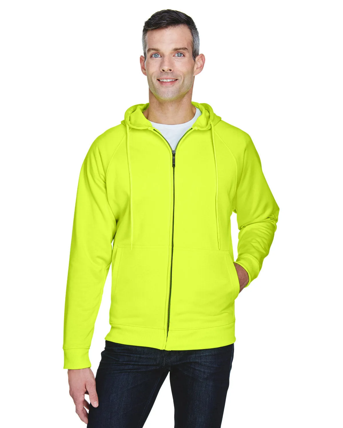 UltraClub 8463 Sweat à capuche en polaire doublée thermique avec fermeture éclair complète pour adulte résistant