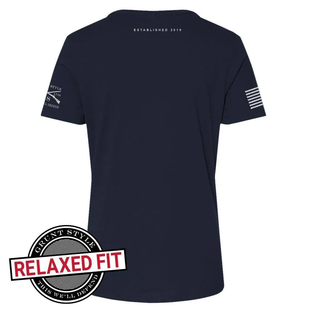 USSF - T-shirt Femme Coupe Détendue Créé en 2019 - Marine