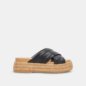 SANDALES WESLEE EN CUIR NOIR