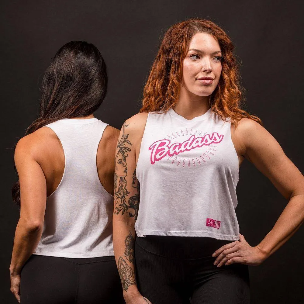 Débardeur crop dos nu féminin badass - Blanc