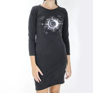 Robe A-Line à Imprimé Graphique pour Femme, Noir
