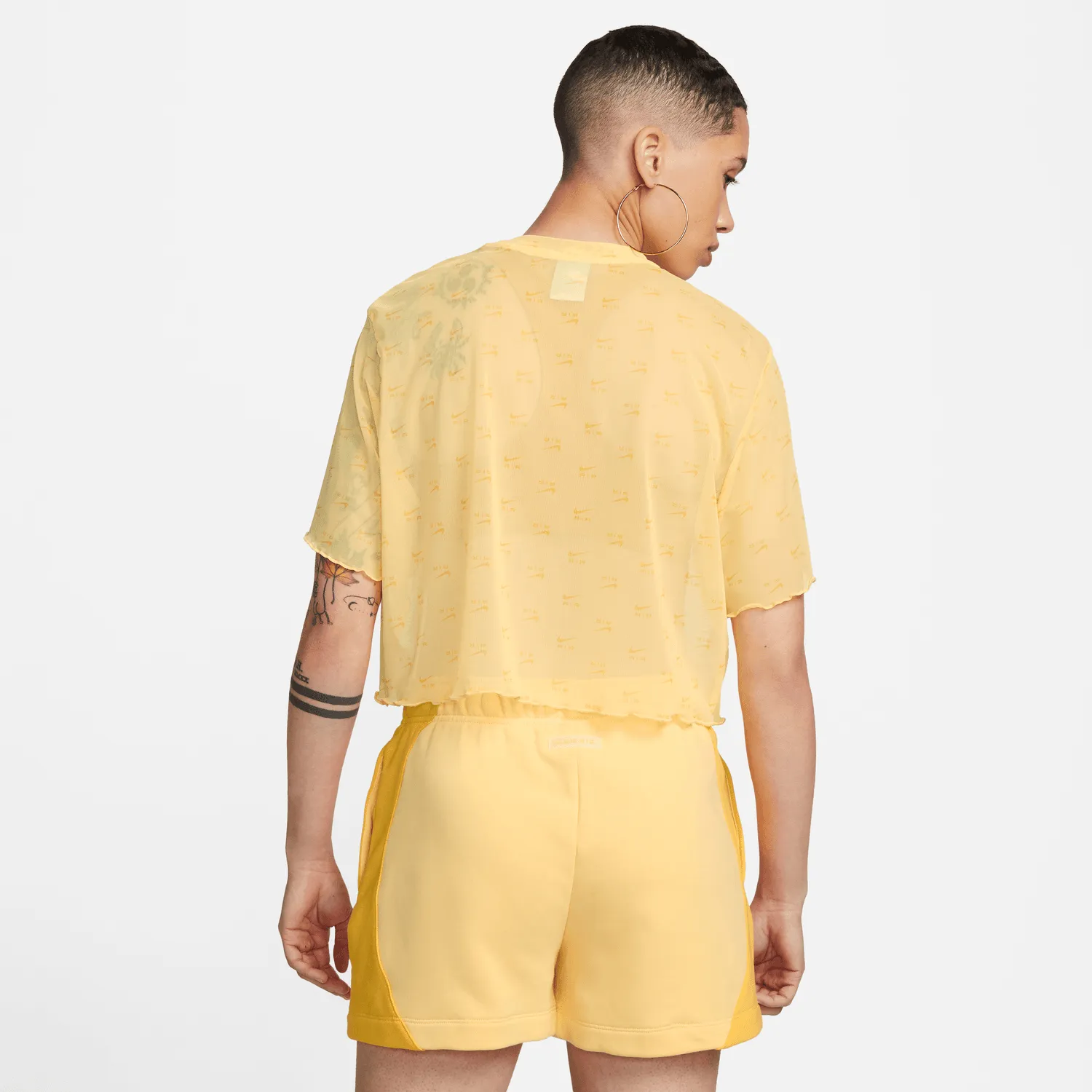 CROP MANCHES COURTES EN MAILLE AIR NIKE POUR FEMME