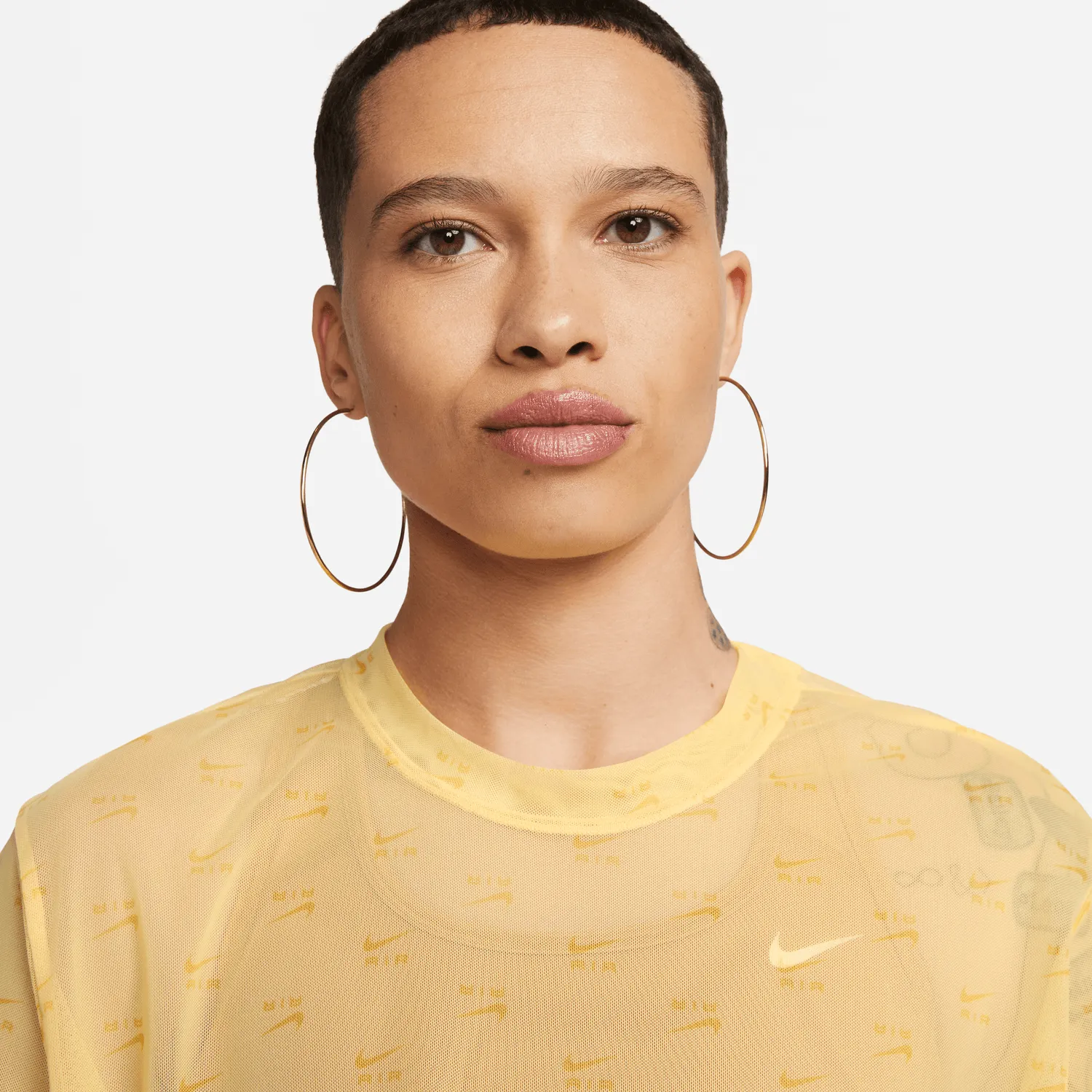 CROP MANCHES COURTES EN MAILLE AIR NIKE POUR FEMME