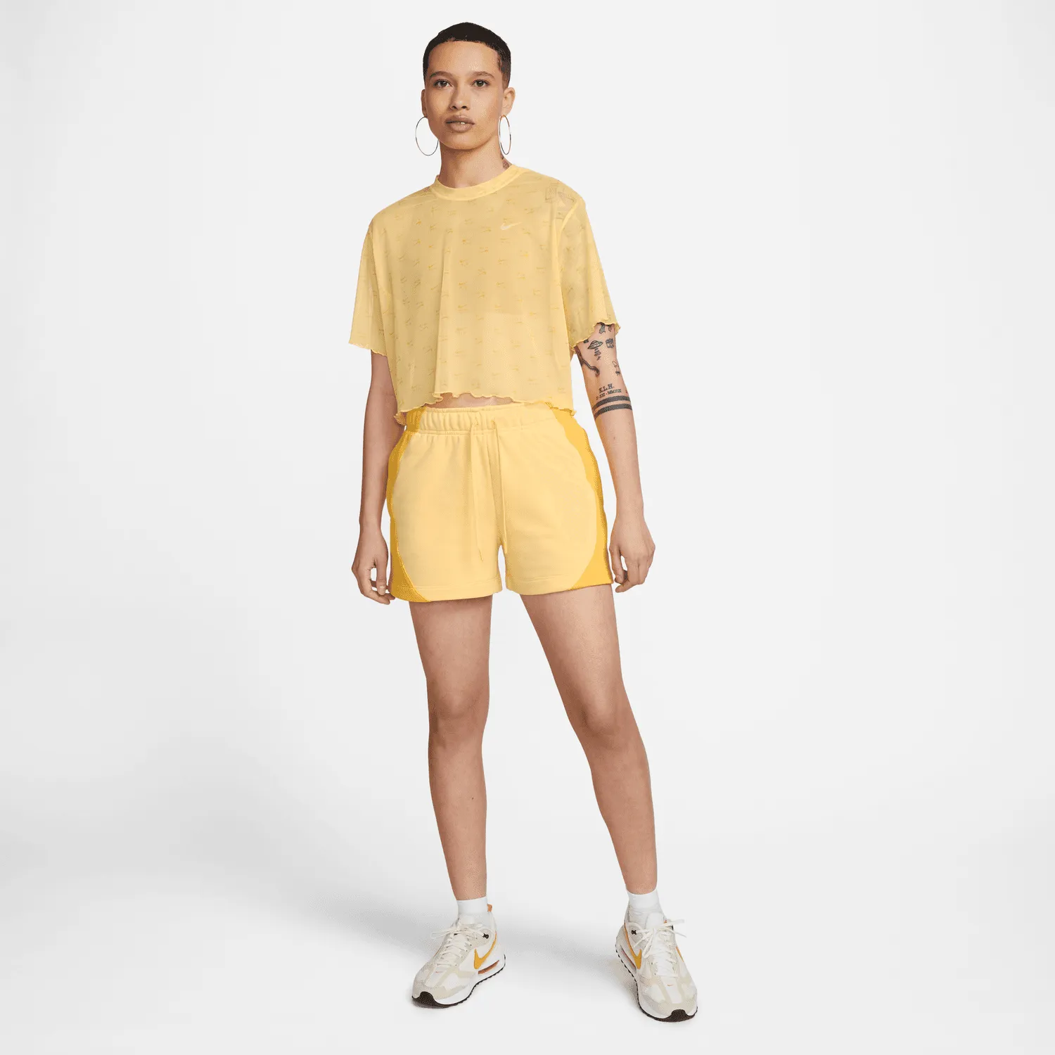 CROP MANCHES COURTES EN MAILLE AIR NIKE POUR FEMME