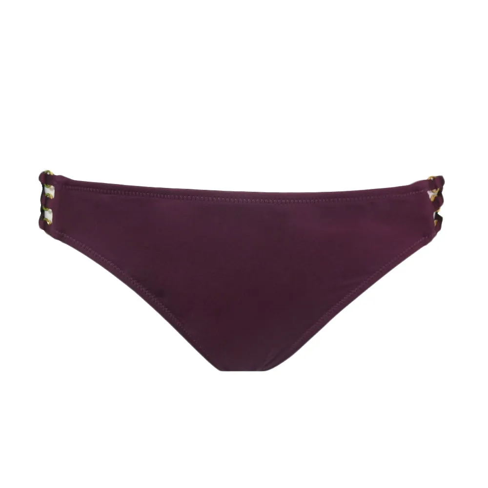 Slip de bikini uni à nouer sur le côté pour femme, Violet