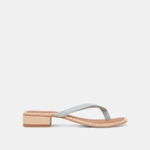 SANDALES BARTY EN CUIR BLEU GLACÉ