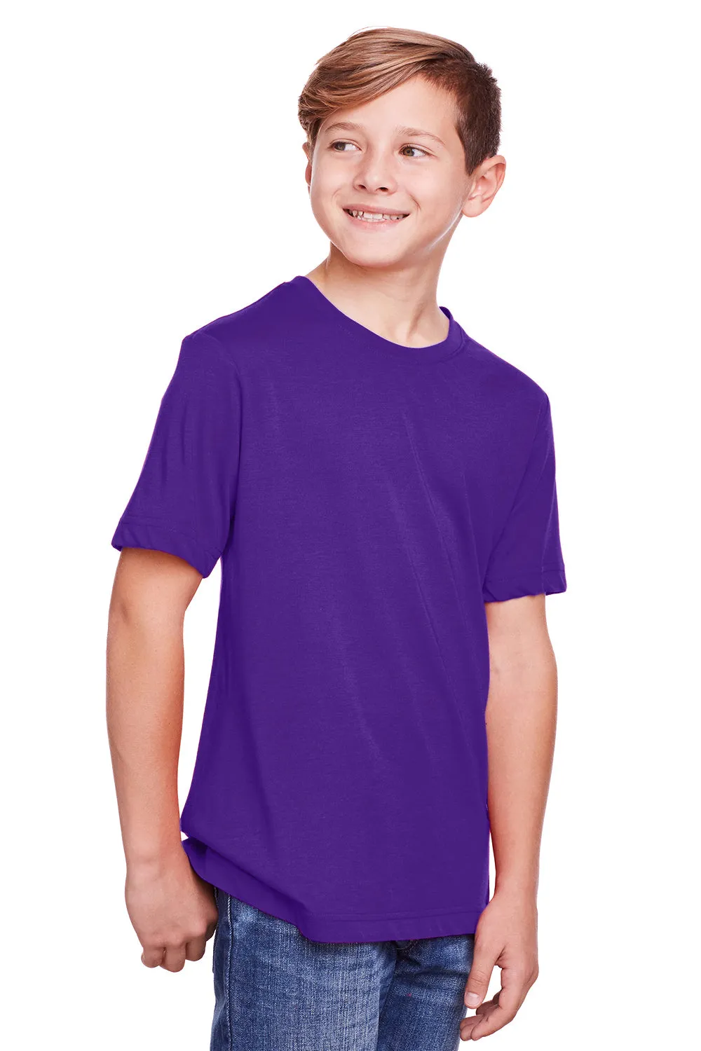 Core 365 Youth Fusion ChromaSoft T-shirt à manches courtes col rond performante et évacuant l'humidité - Campus Purple