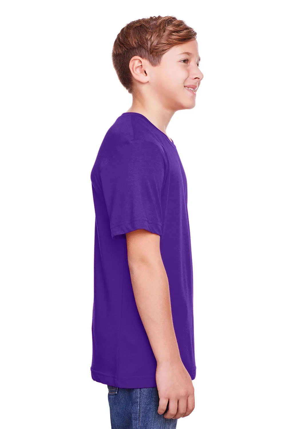 Core 365 Youth Fusion ChromaSoft T-shirt à manches courtes col rond performante et évacuant l'humidité - Campus Purple