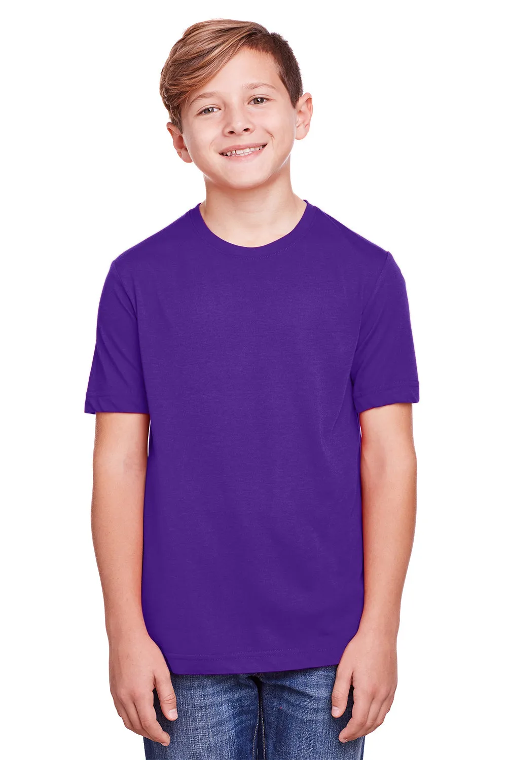Core 365 Youth Fusion ChromaSoft T-shirt à manches courtes col rond performante et évacuant l'humidité - Campus Purple