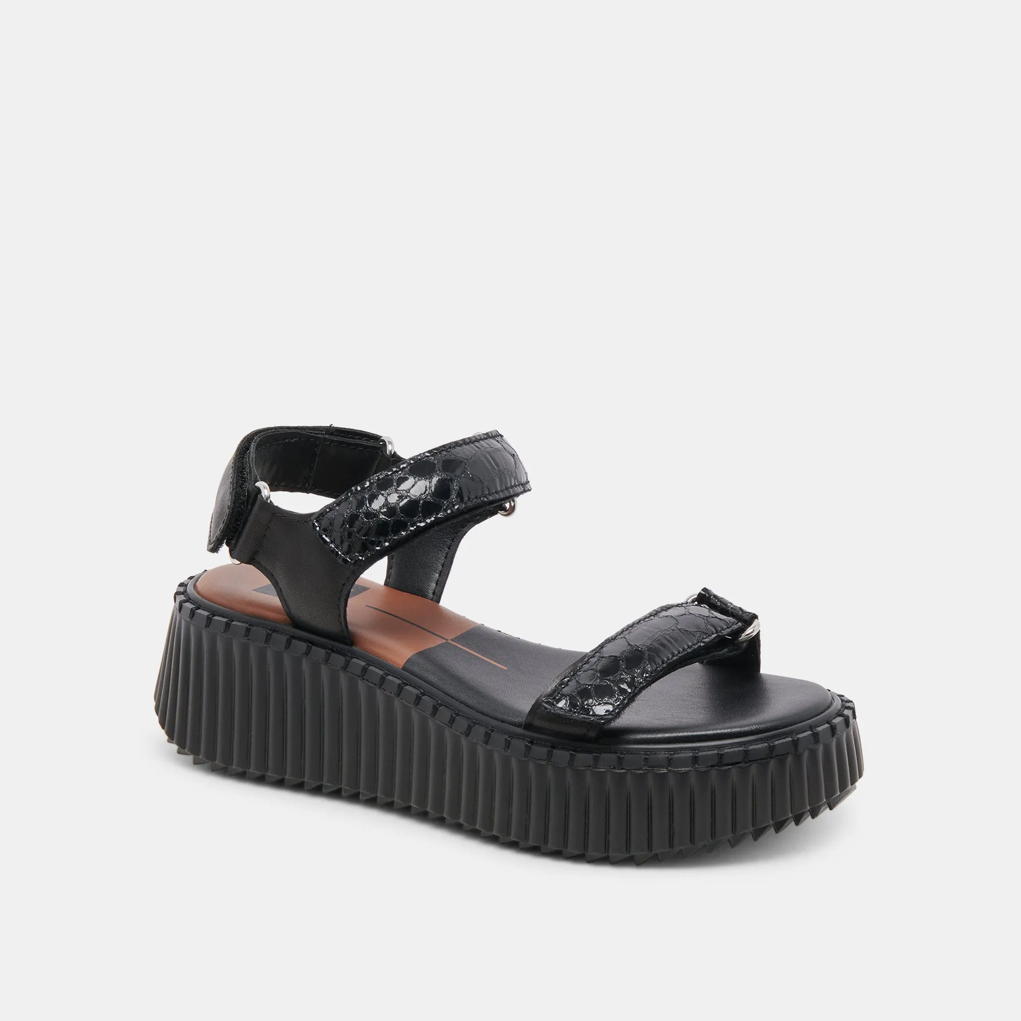 DEBRA SANDALES MINUIT CUIR EMBOSSE