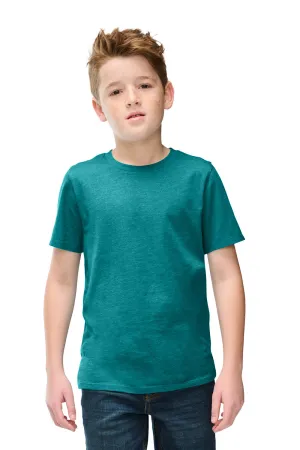 T-shirt à manches courtes et col rond District Youth - Mélange parfait de CVC - Bleu sarcelle chiné