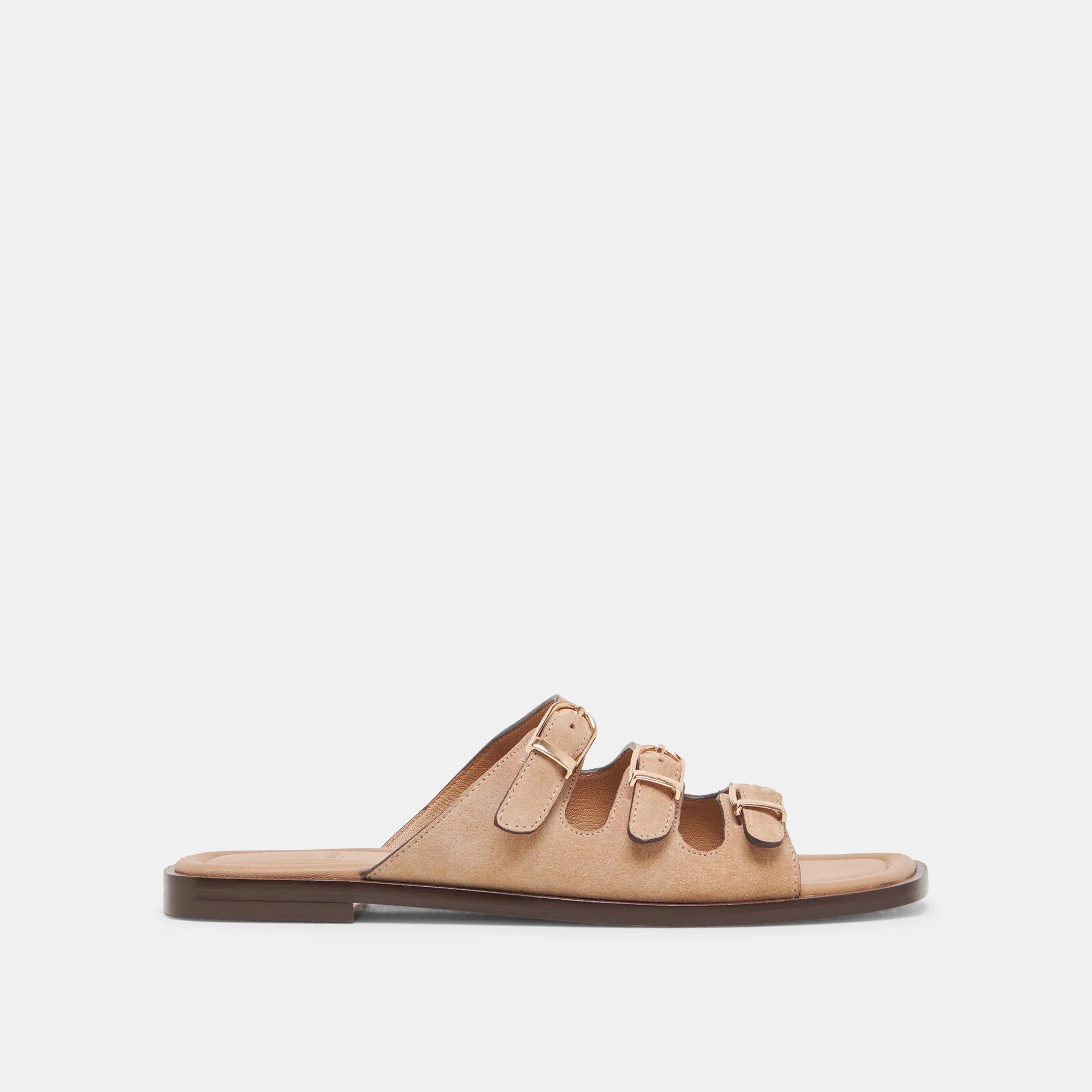 SANDALES FIN EN DAIM BRUN