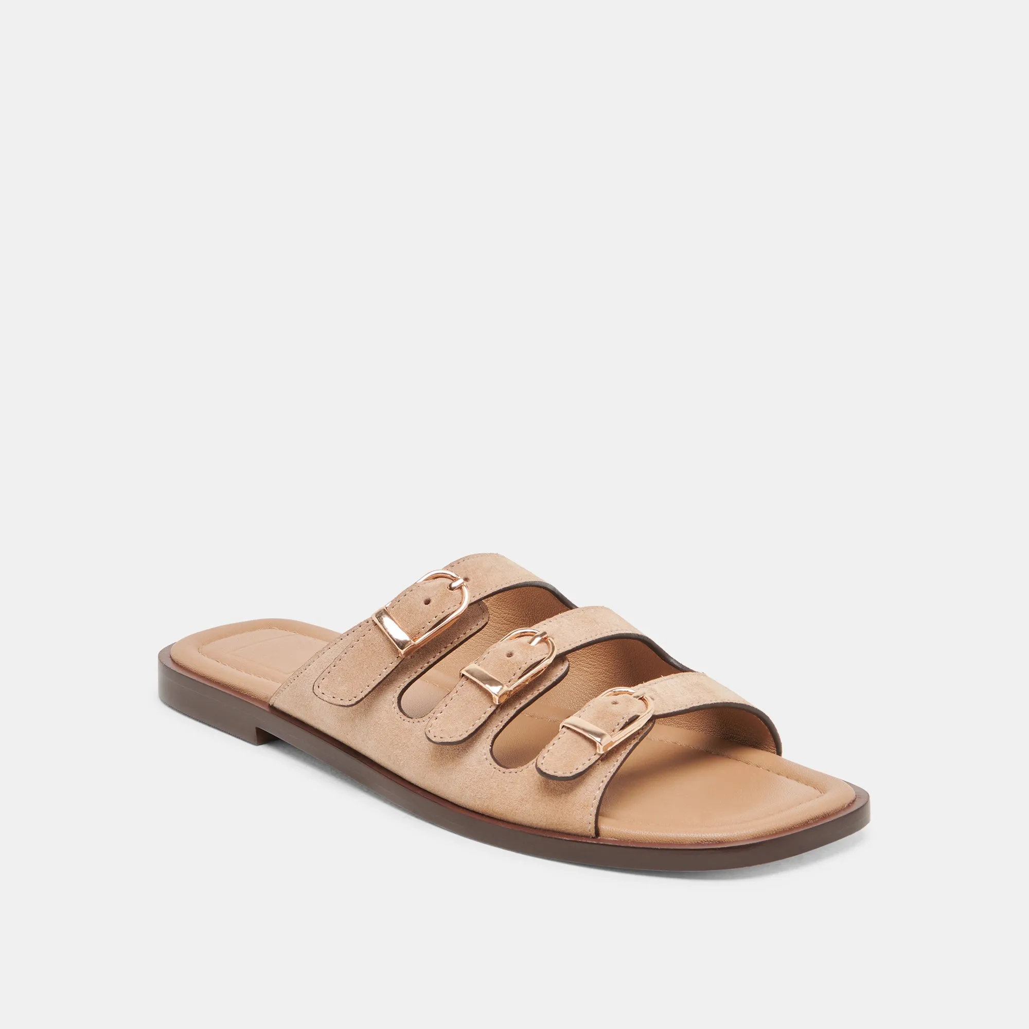 SANDALES FIN EN DAIM BRUN
