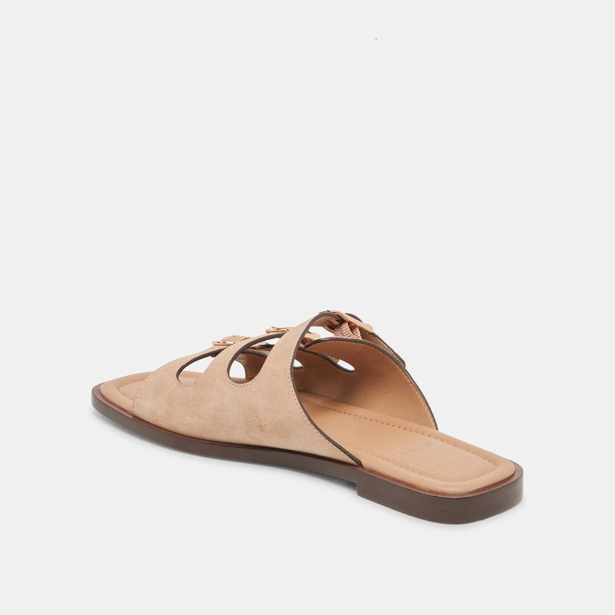 SANDALES FIN EN DAIM BRUN
