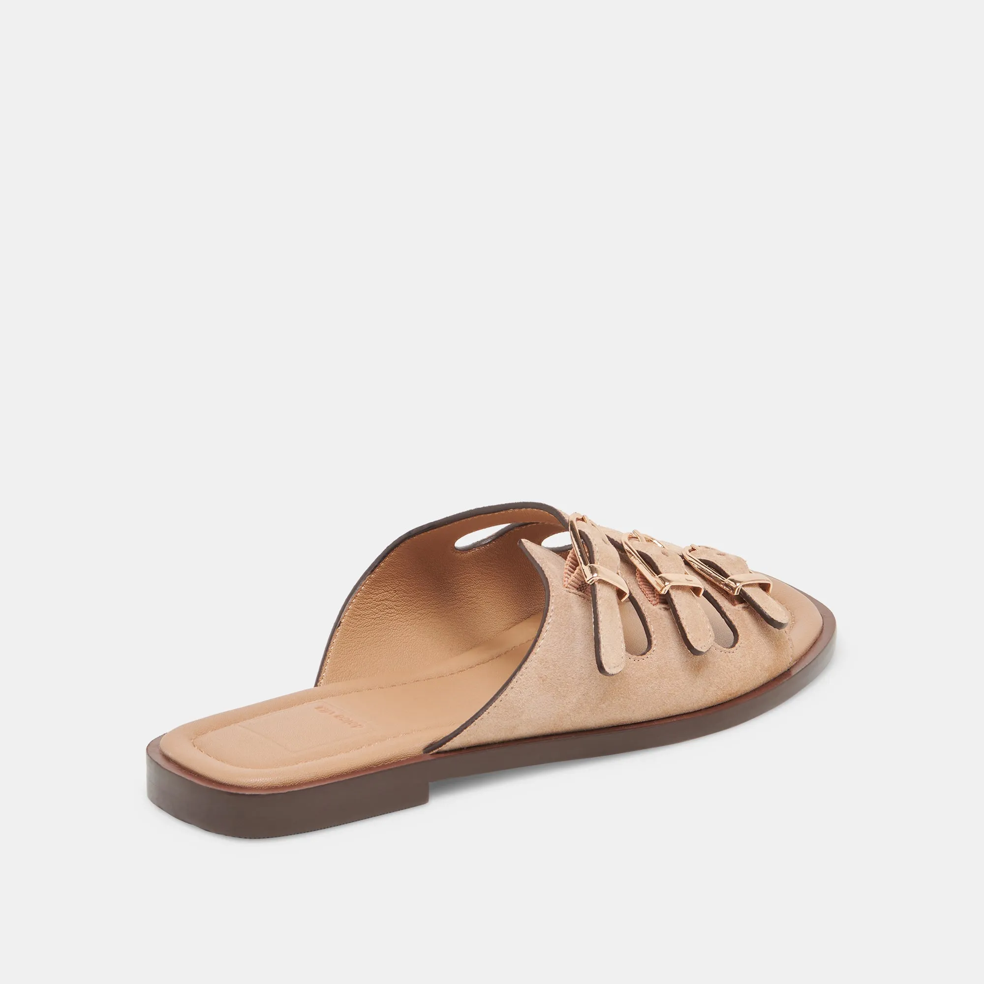 SANDALES FIN EN DAIM BRUN