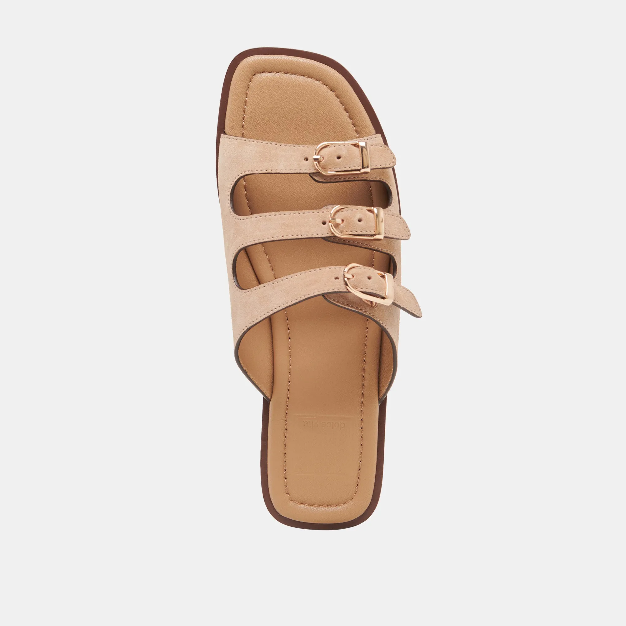 SANDALES FIN EN DAIM BRUN