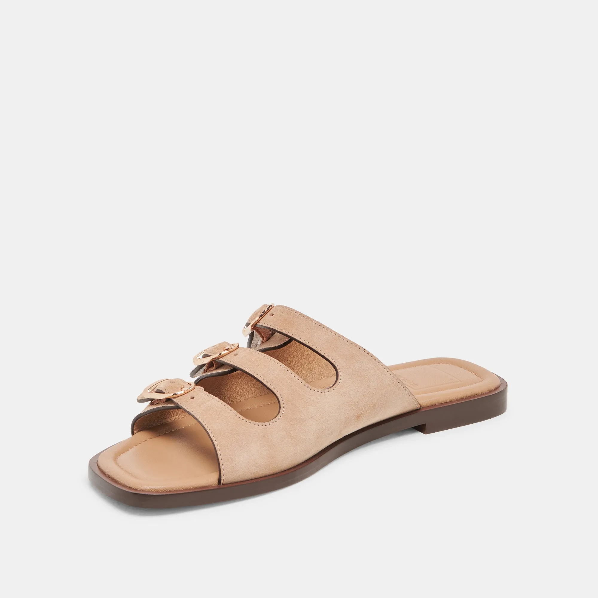 SANDALES FIN EN DAIM BRUN