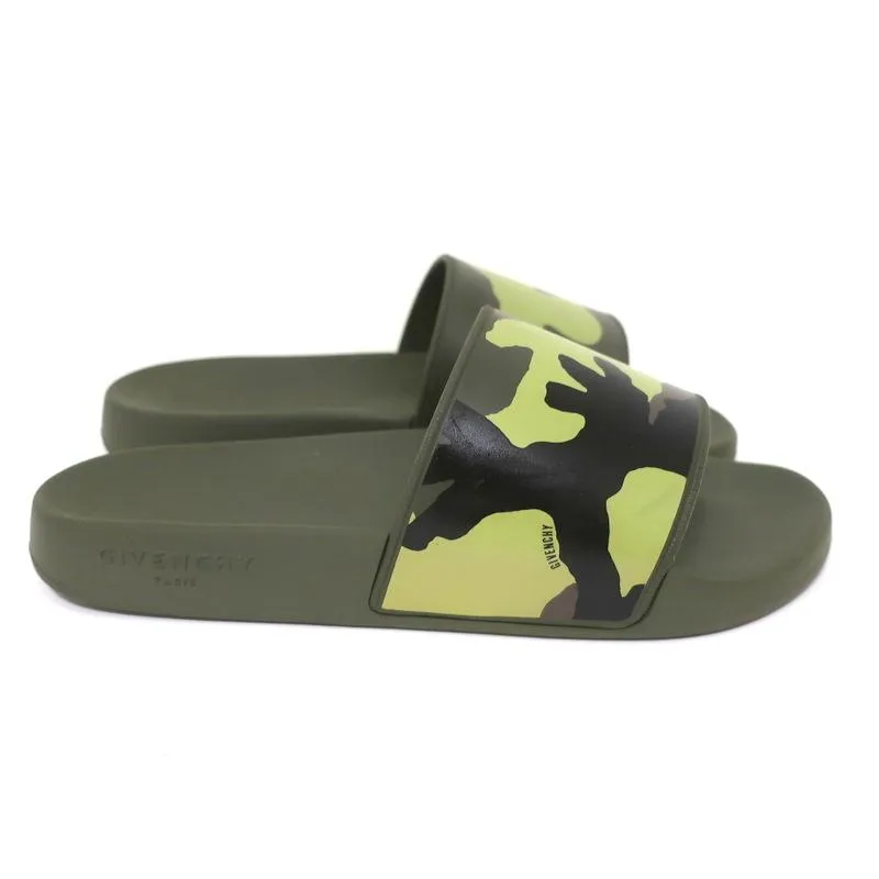 Givenchy Camo Pool Slides Vert Caoutchouc Taille 39 Sandales Plates