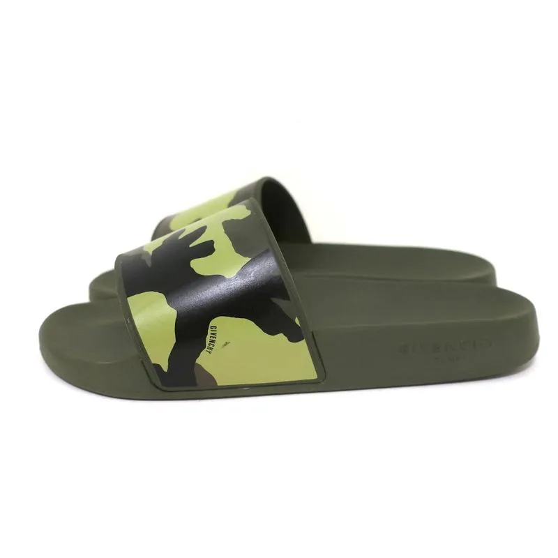 Givenchy Camo Pool Slides Vert Caoutchouc Taille 39 Sandales Plates