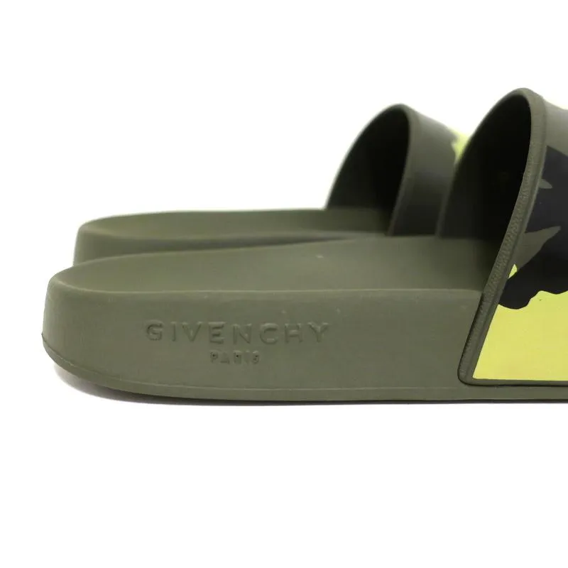Givenchy Camo Pool Slides Vert Caoutchouc Taille 39 Sandales Plates