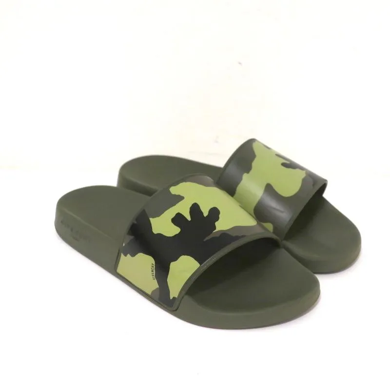 Givenchy Camo Pool Slides Vert Caoutchouc Taille 39 Sandales Plates