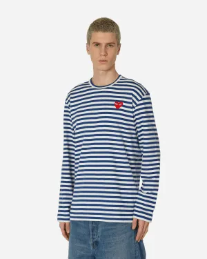 T-shirt à manches longues rayé avec cœur - Marine