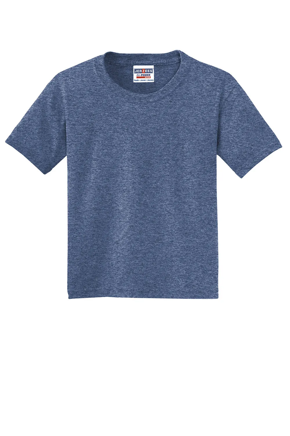 Jerzees Youth Dri-Power T-shirt à manches courtes et col rond - Bleu chiné vintage anti-humidité