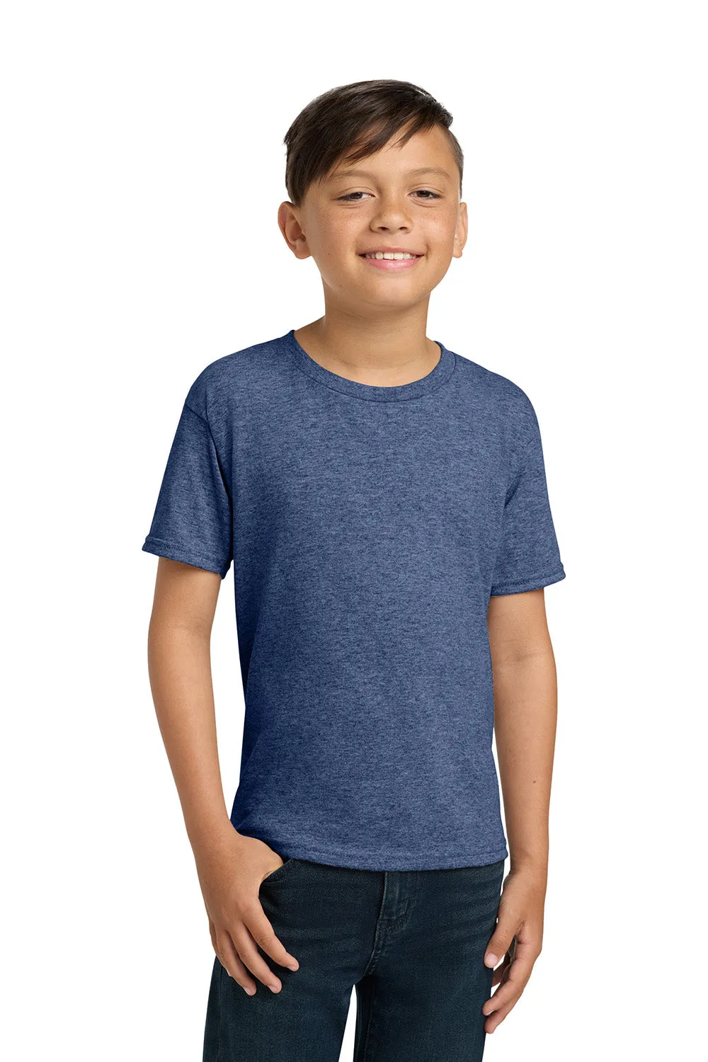 Jerzees Youth Dri-Power T-shirt à manches courtes et col rond - Bleu chiné vintage anti-humidité