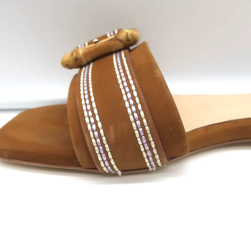 Sandales à glissière Aurelie Bamboo avec boucle en daim marron taille 7