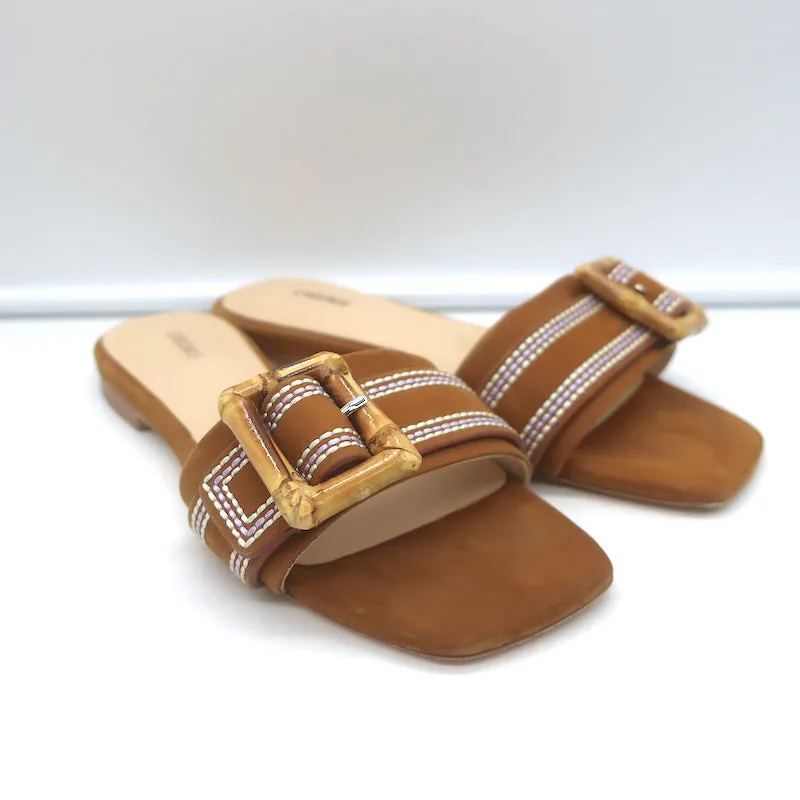 Sandales à glissière Aurelie Bamboo avec boucle en daim marron taille 7