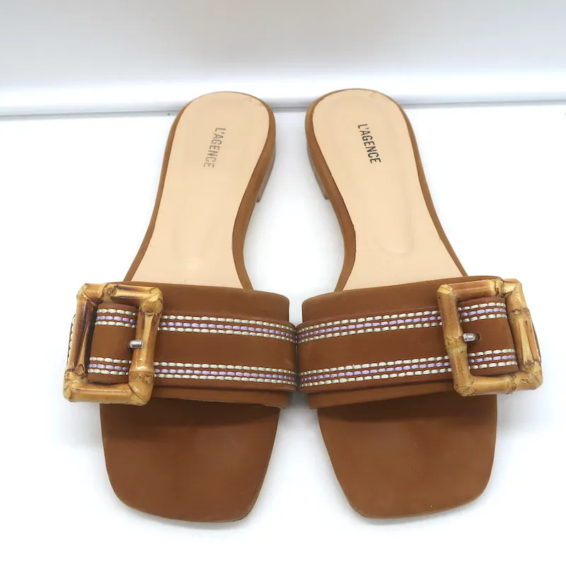 Sandales à glissière Aurelie Bamboo avec boucle en daim marron taille 7