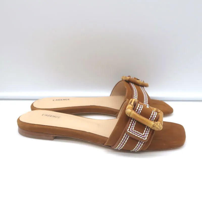 Sandales à glissière Aurelie Bamboo avec boucle en daim marron taille 7