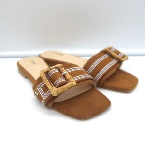 Sandales à glissière Aurelie Bamboo avec boucle en daim marron taille 7