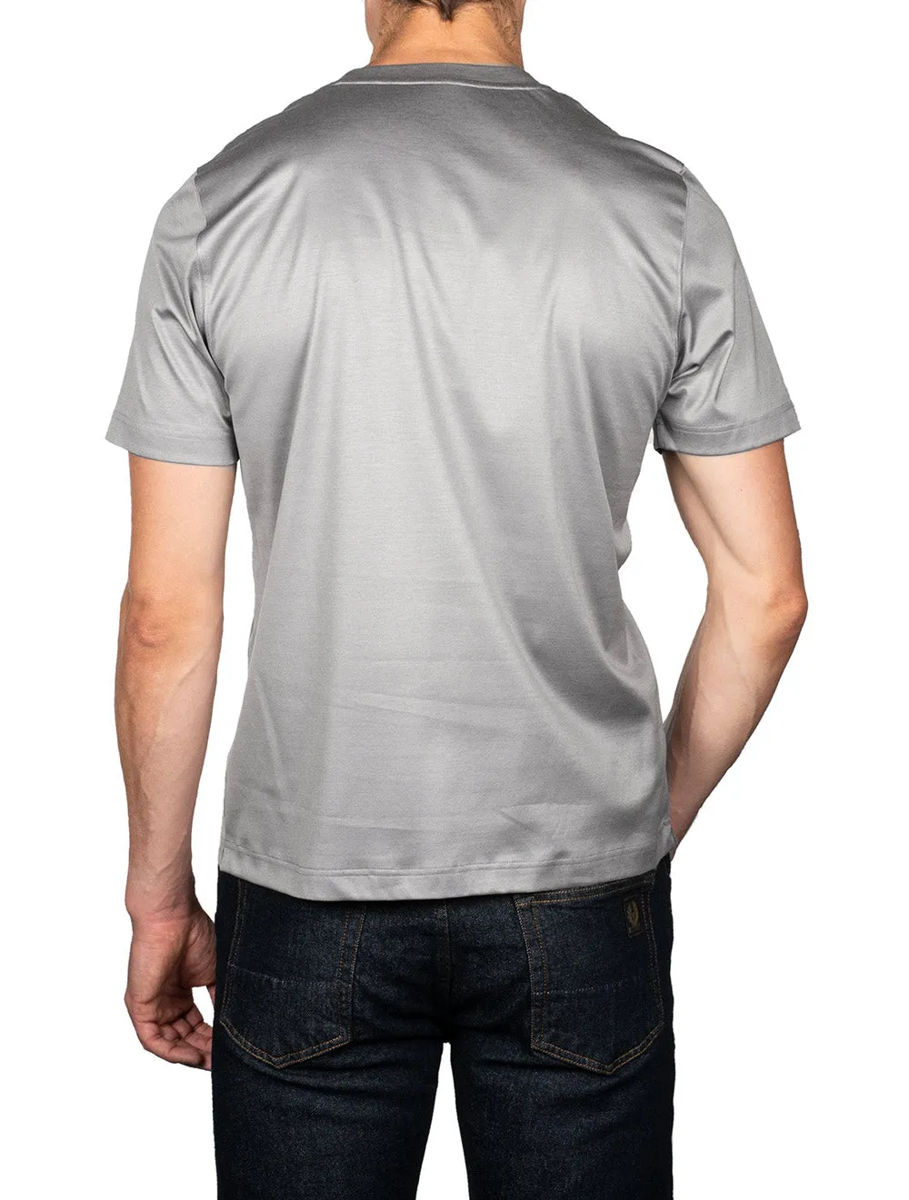 T-shirt col rond Filo di Scozia gris clair