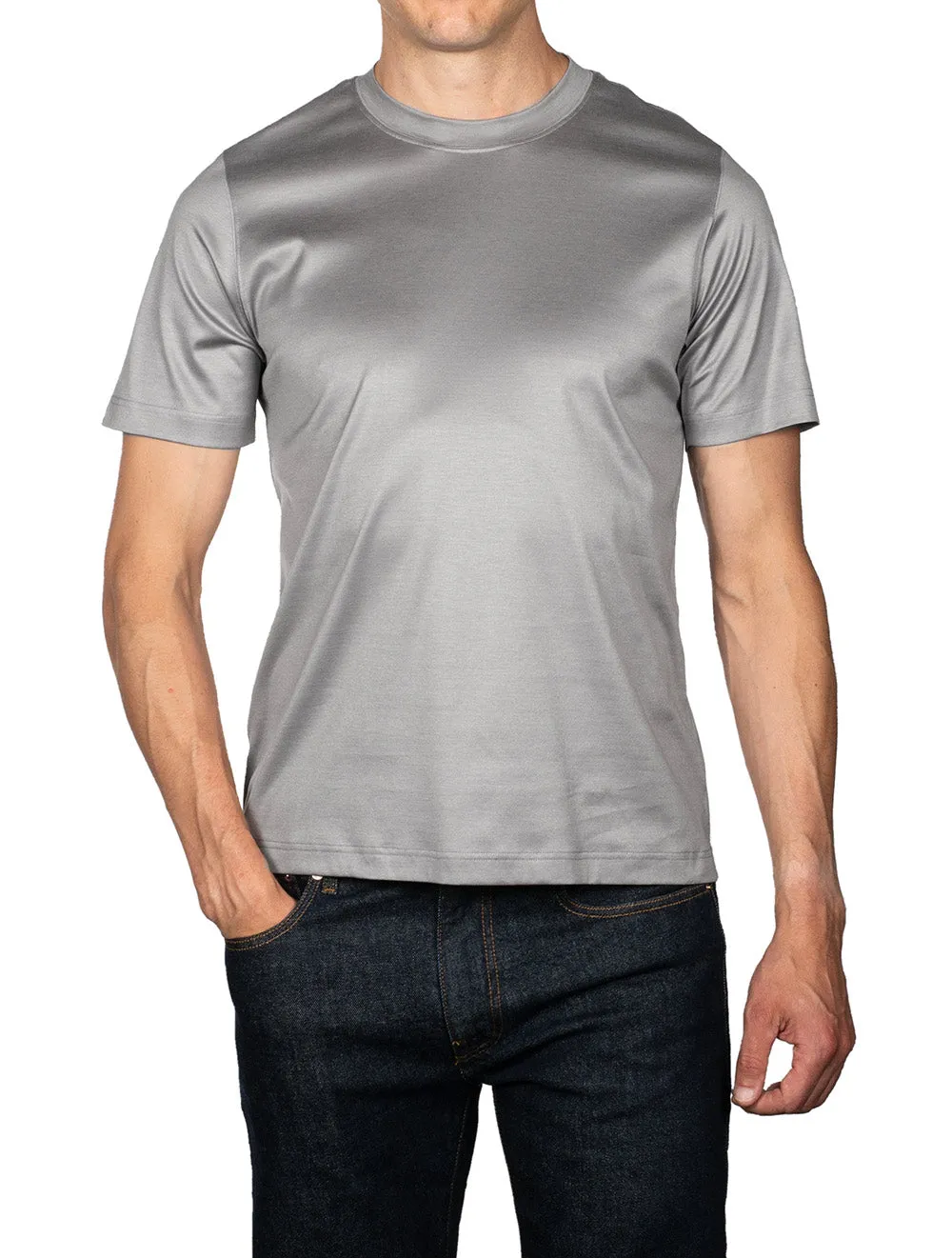 T-shirt col rond Filo di Scozia gris clair