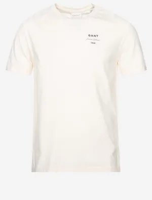 T-shirt à manches courtes avec script logo couleur crème