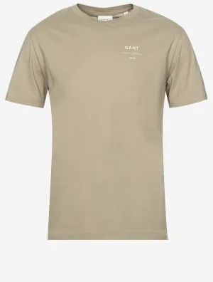 T-shirt à manches courtes avec script logo Khaki séché