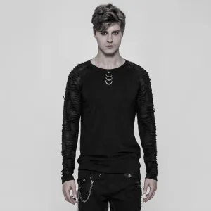 T-shirt punk à manches délavées pour homme