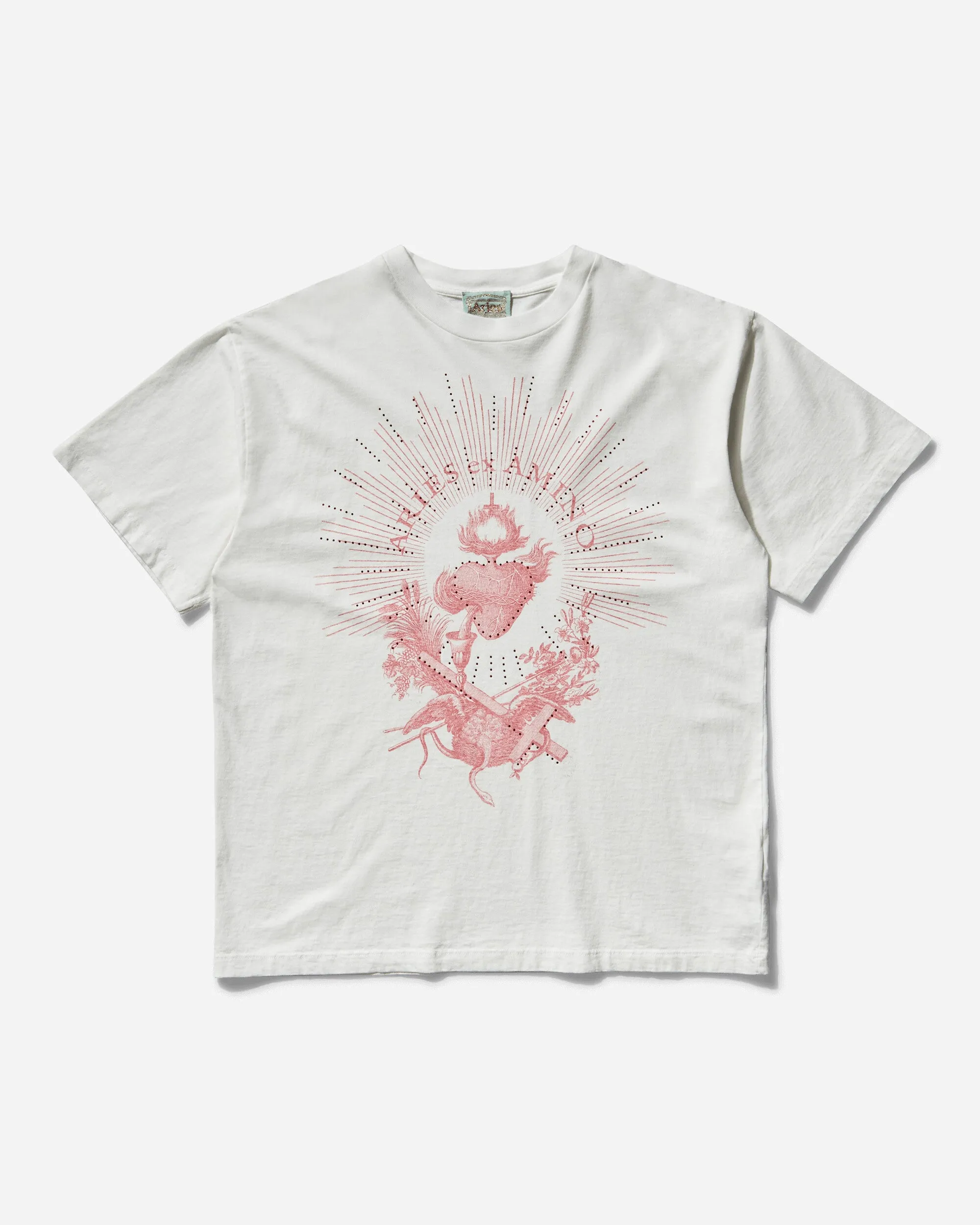 T-shirt délavé Aries Ex Amino pour homme blanc cassé