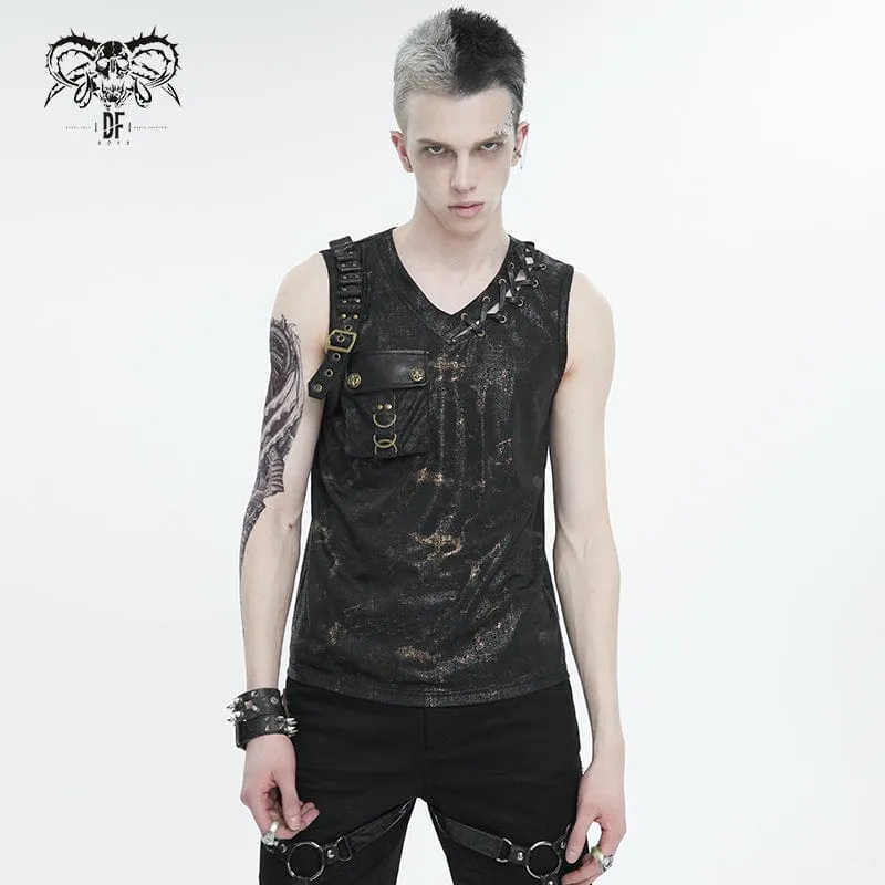 Débardeur Punk Homme à Poches Volumineuses et Boucle