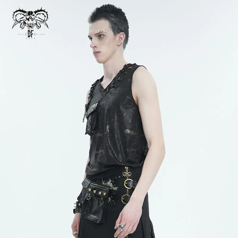 Débardeur Punk Homme à Poches Volumineuses et Boucle