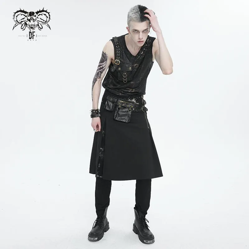 Débardeur Punk Homme à Poches Volumineuses et Boucle