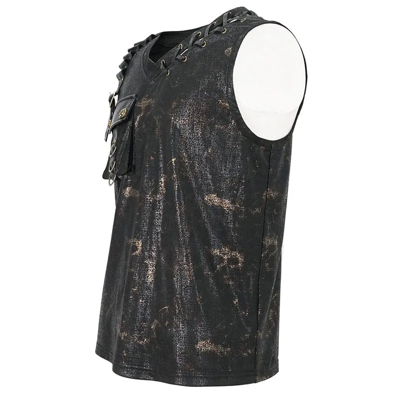 Débardeur Punk Homme à Poches Volumineuses et Boucle