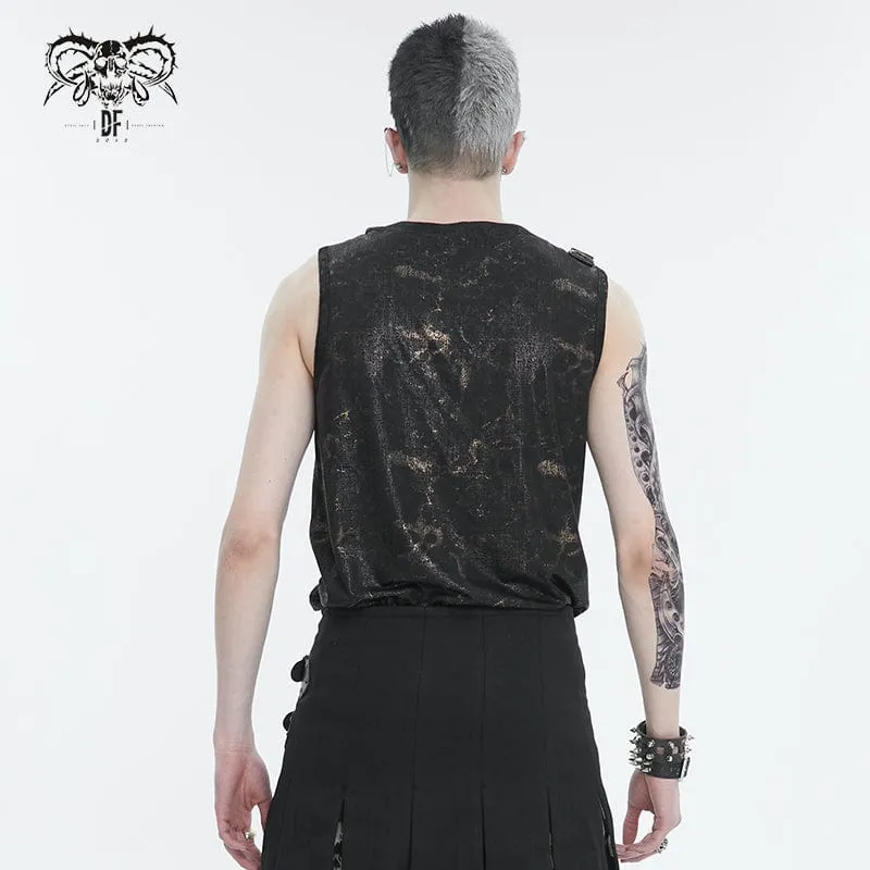 Débardeur Punk Homme à Poches Volumineuses et Boucle