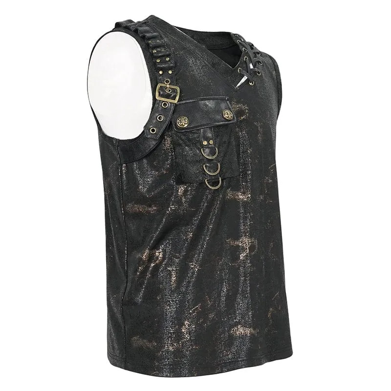 Débardeur Punk Homme à Poches Volumineuses et Boucle