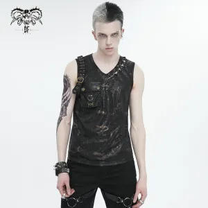 Débardeur Punk Homme à Poches Volumineuses et Boucle