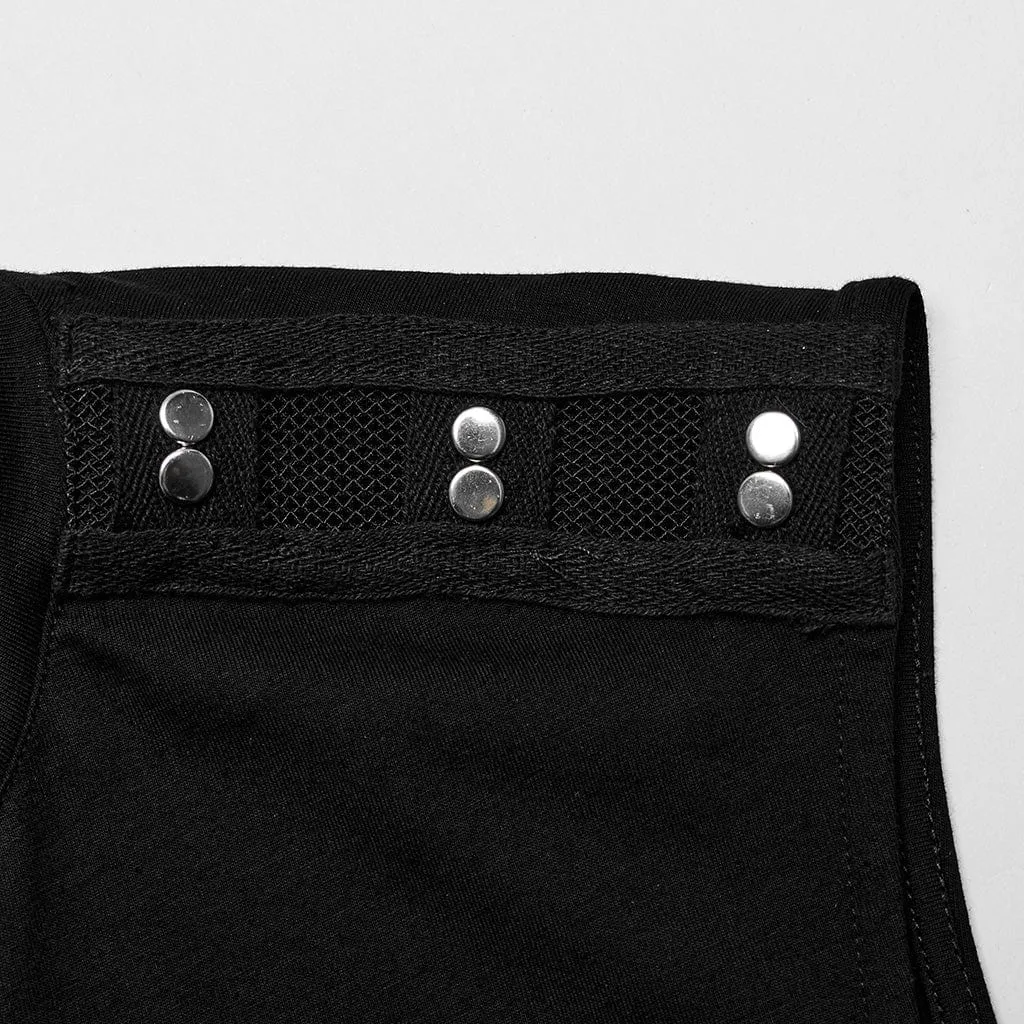 Débardeur Punk Homme à Motifs Ajourés et Bretelles Cloutées