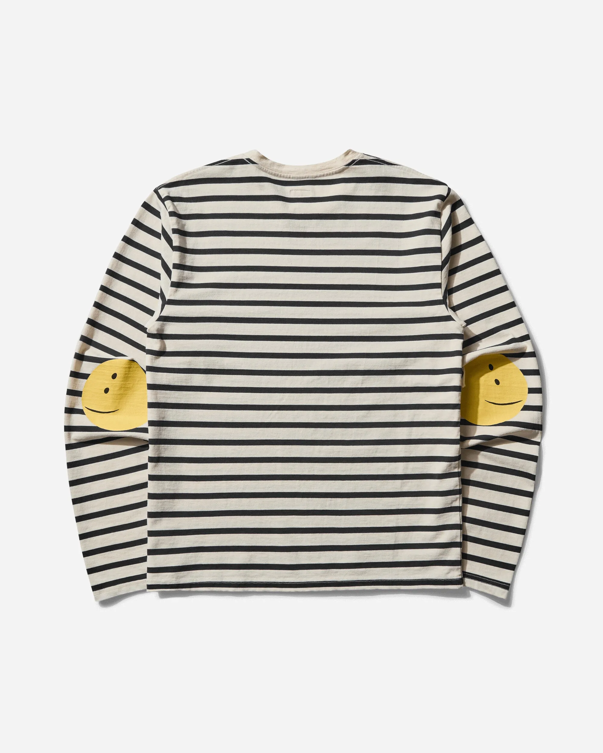 T-shirt à manches longues rayé pour homme (Patch arc-en-ciel profil) Noir / Écru