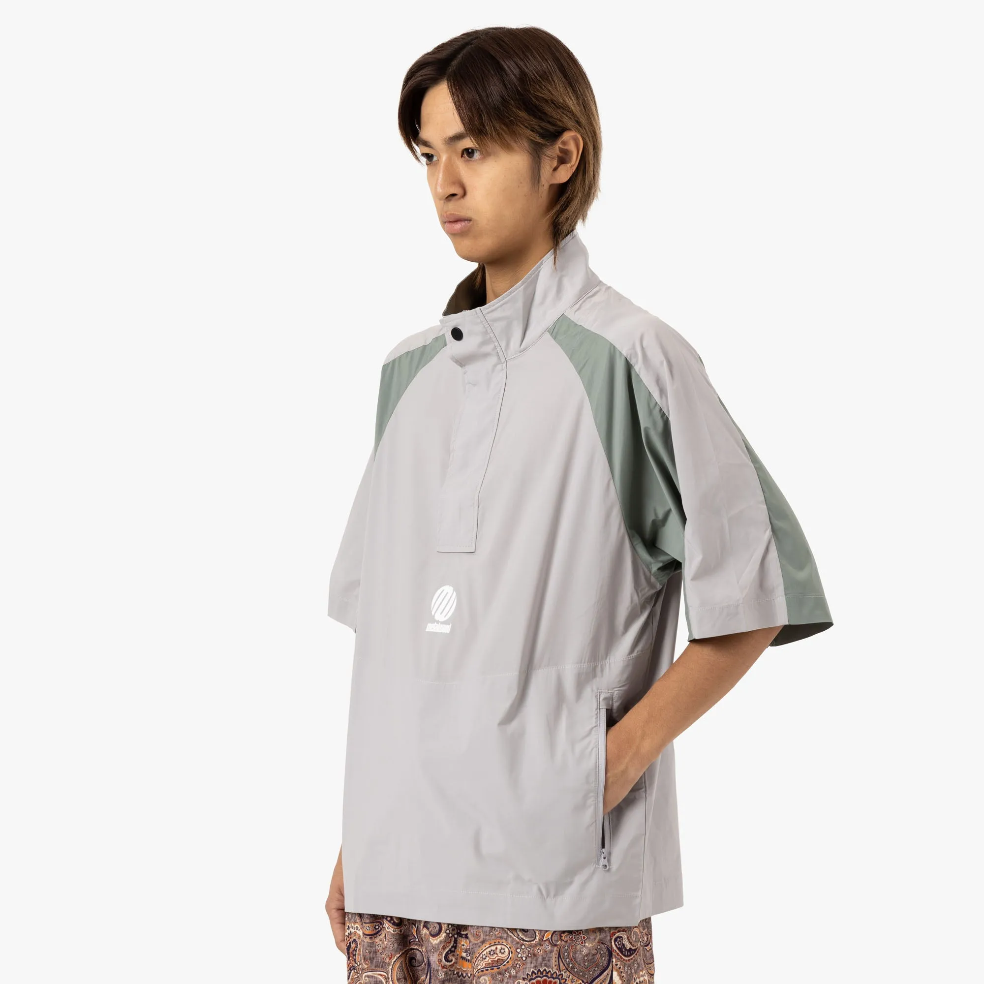 Veste coupe-vent à manches courtes avec panneaux Metalwood Titanium / Sauge
