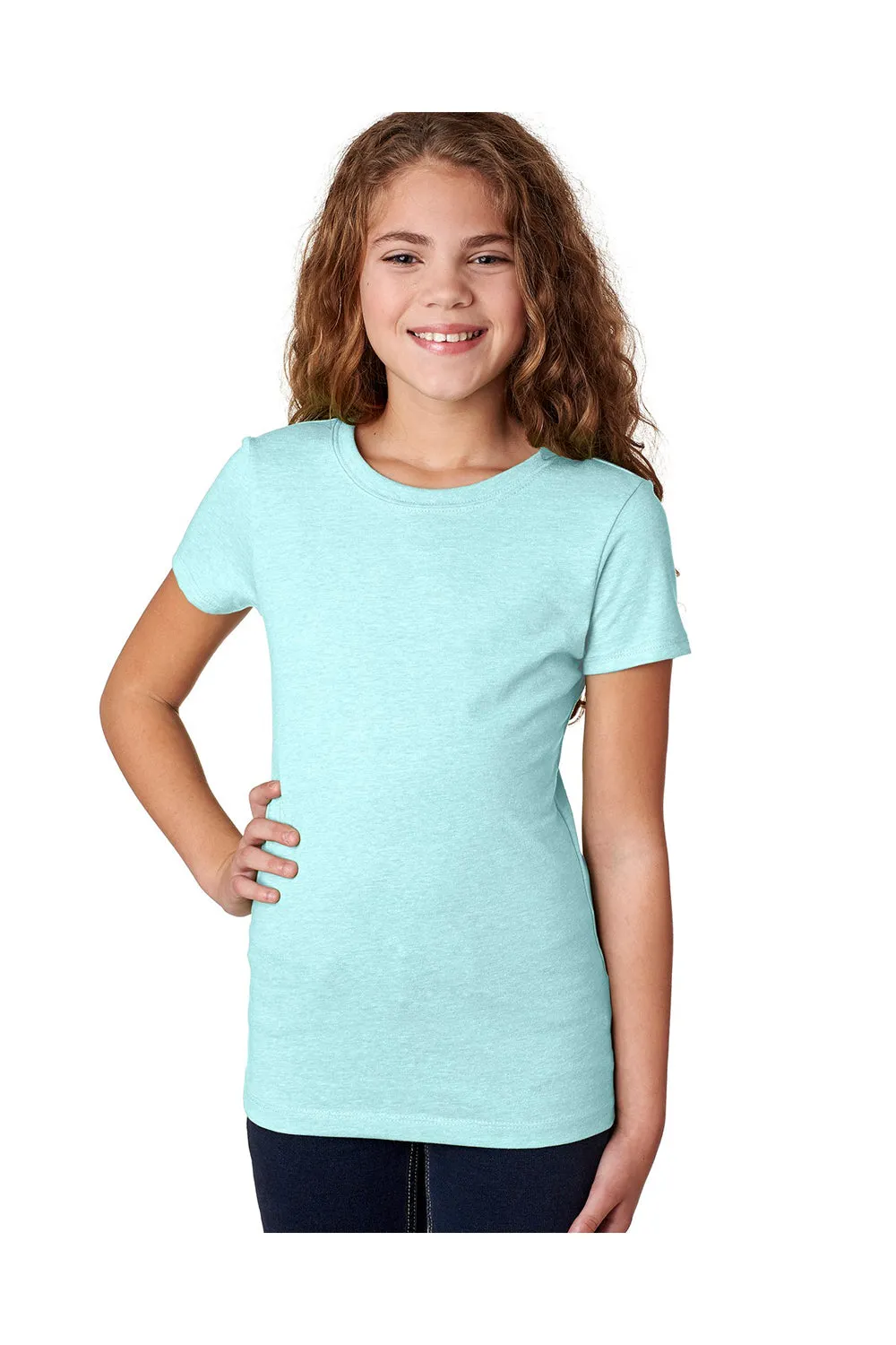 T-shirt à col rond manches courtes Next Level Youth Princess CVC - Bleu glace